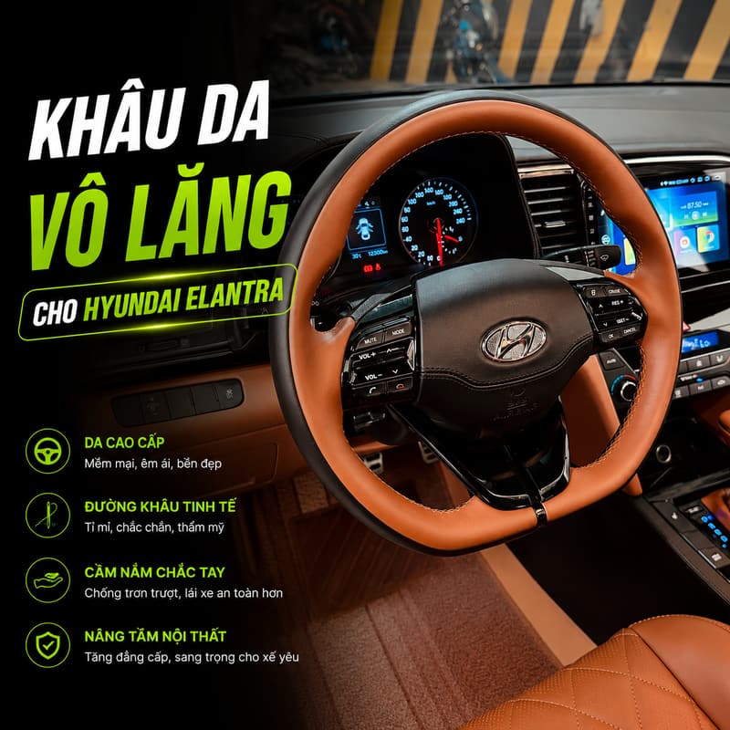 Khâu Da Vô Lăng Cho Xe Hyundai